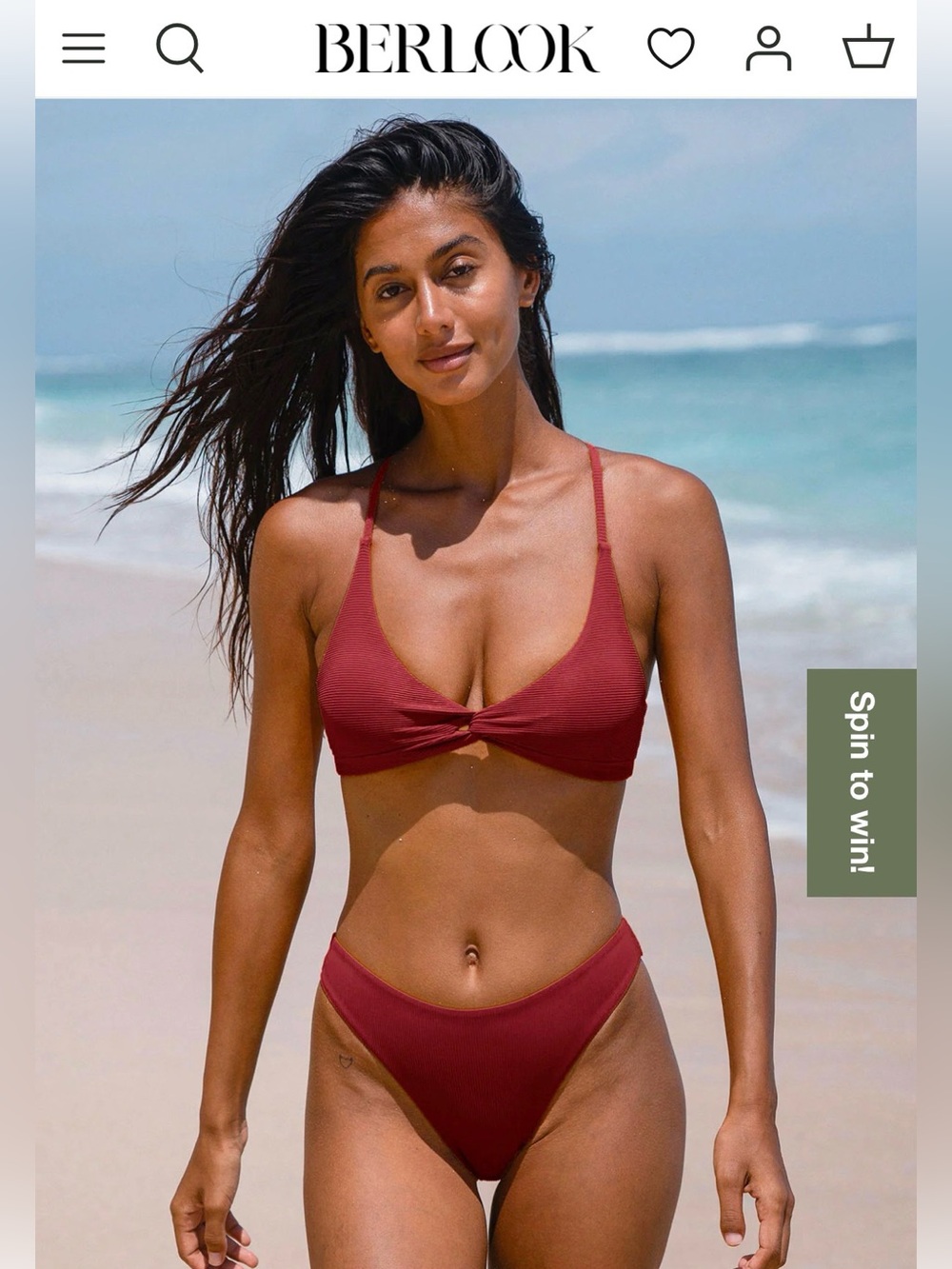 NWT Berlook Ribbed Red Wine Bikini Set Sz XS